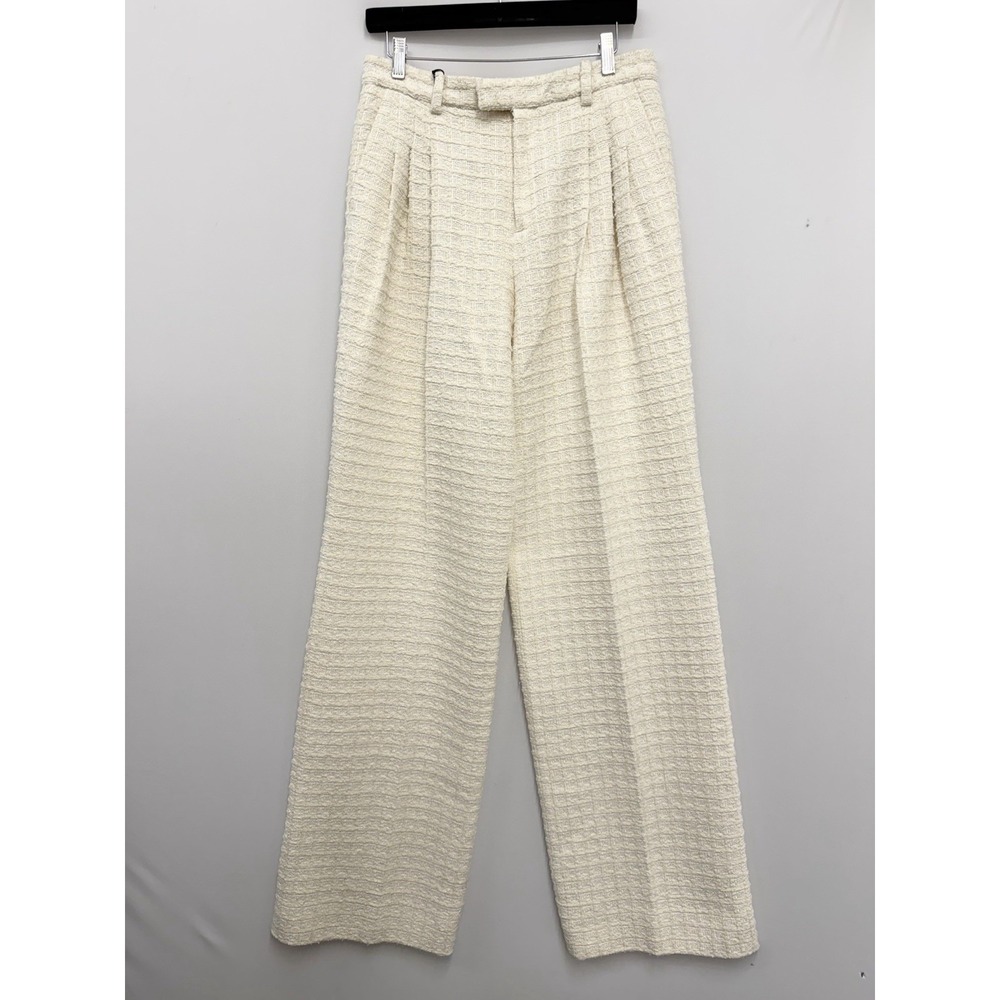 Gucci Ivory Tweed Window Pane Pleated Pants NWT $1,800.00 Size 44 US 8 10